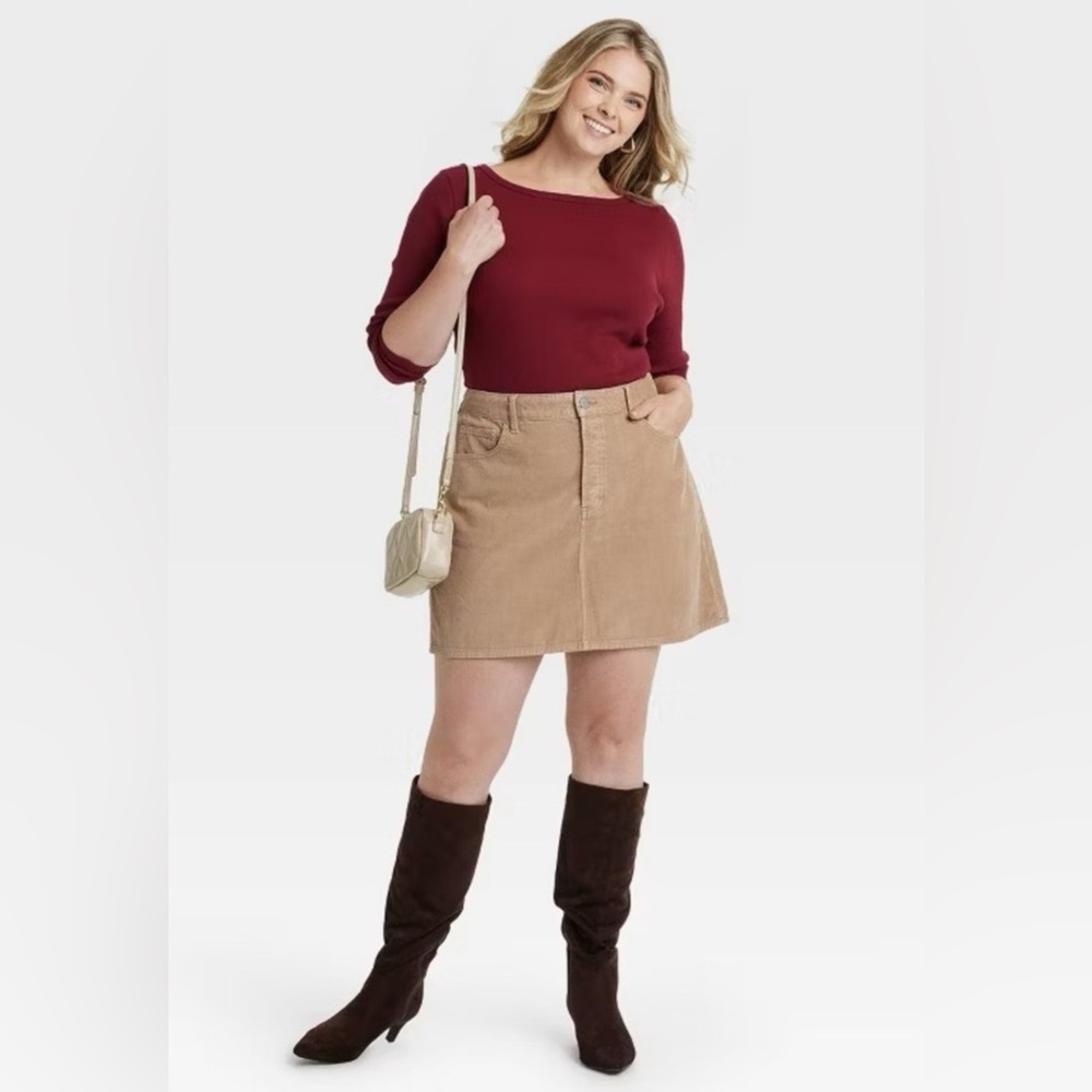 Universal Thread Tan Mini Skirt Corduroy Casual Size 17